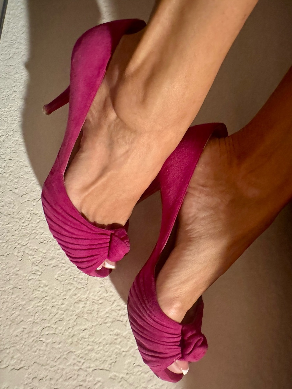 Christian Louboutin Fuchsia Peep-Toe Heels 80mm